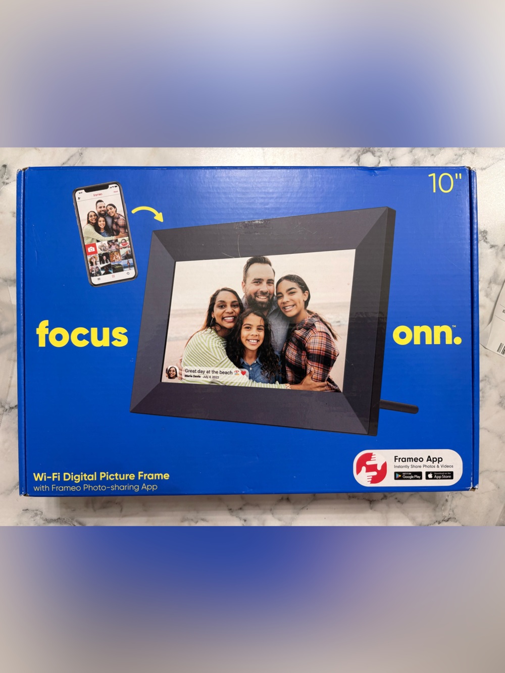 onn. 10" Focus Wi‑Fi Digital Picture Frame — Black